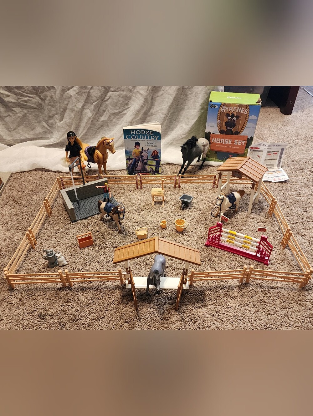 Peagrav Horse Stable Playset Horses & Toy Figure for Boys & Girls, Talking Horse